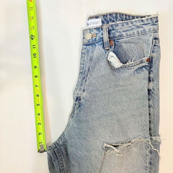 Zara Women's Ripped Distressed Light Wash Denim Jeans Size 8 - Picture 8 of 11